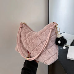Women's Half Moon Crossbody Bag in Fur