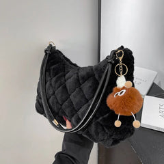 Women's Half Moon Crossbody Bag in Fur