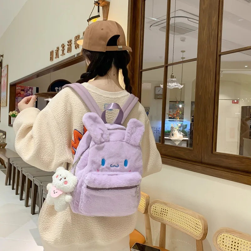 Fur Women's Backpack Shell School Bag Versatile Travel Bag