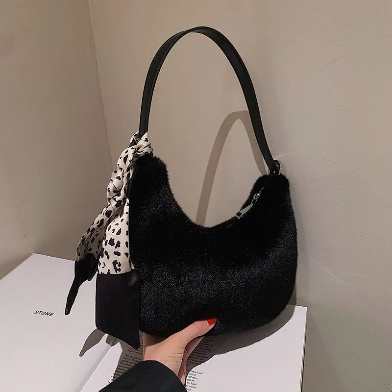 Women's Tassel Shoulder Bag Half Moon Crossbody Bag