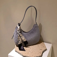 Women's Tassel Shoulder Bag Half Moon Crossbody Bag