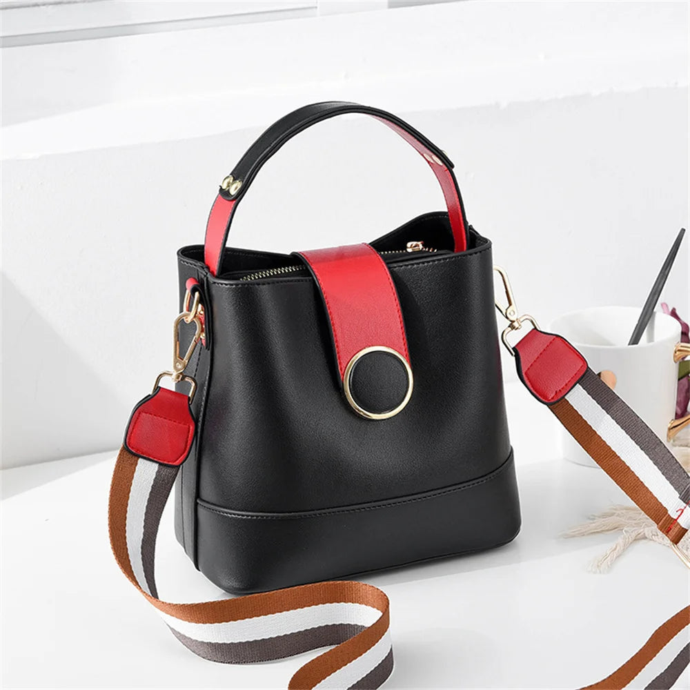 Single Shoulder Bags PU Leather Large Capacity Ladies Bucket Bags