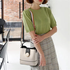 Single Shoulder Bags PU Leather Large Capacity Ladies Bucket Bags