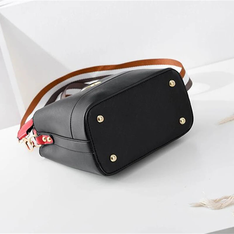 Single Shoulder Bags PU Leather Large Capacity Ladies Bucket Bags