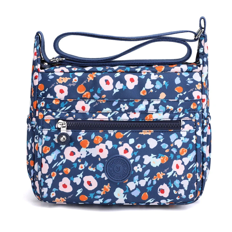 Nylon Flower Pattern Crossbody Bags For Women Shoulder Bag Lady Small Handbags