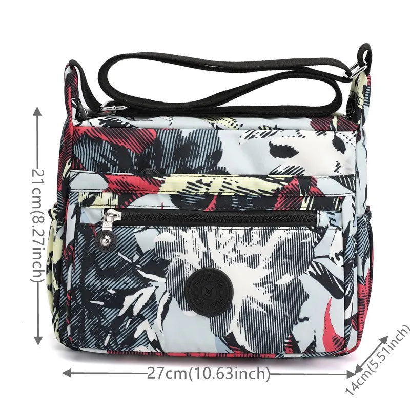 Nylon Flower Pattern Crossbody Bags For Women Shoulder Bag Lady Small Handbags