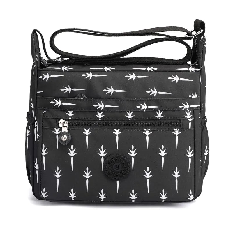 Nylon Flower Pattern Crossbody Bags For Women Shoulder Bag Lady Small Handbags