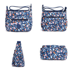 Nylon Flower Pattern Crossbody Bags For Women Shoulder Bag Lady Small Handbags