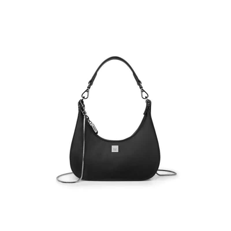 Nylon Crossbody Bag Half Moon Handbag