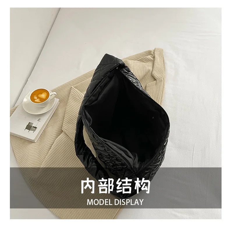 Nylon Women's Shoulder Bag Half Moon Handbag