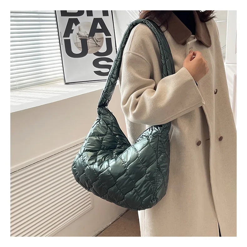 Nylon Women's Shoulder Bag Half Moon Handbag