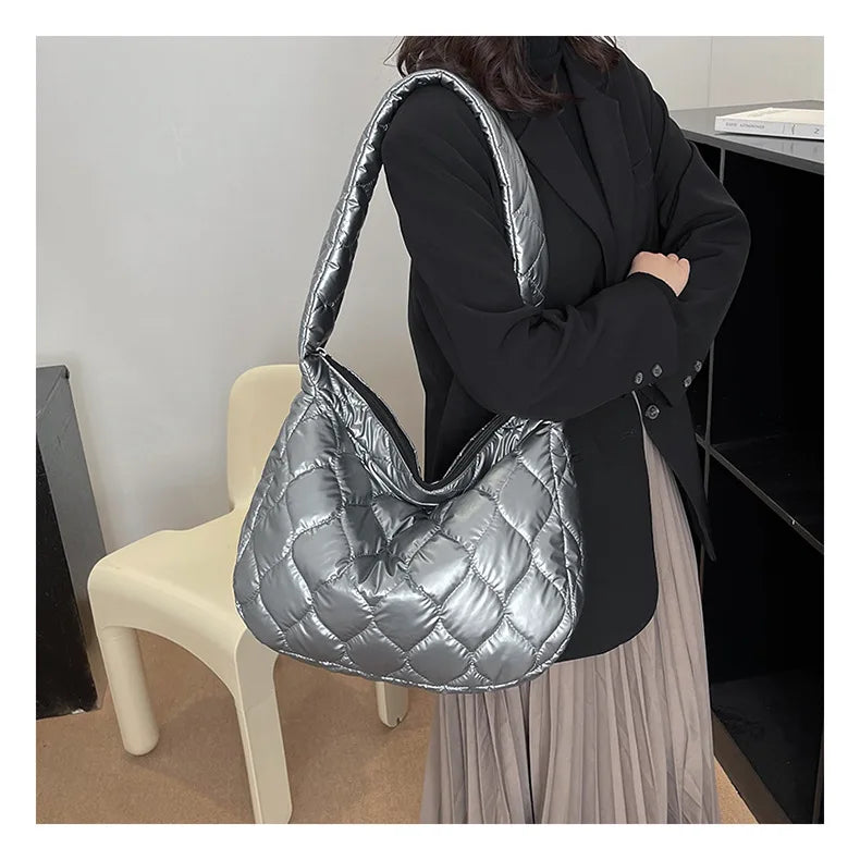 Nylon Women's Shoulder Bag Half Moon Handbag