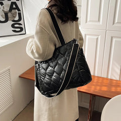 Nylon Women's Shoulder Bag Plaid Quilted Crossbody Handbag