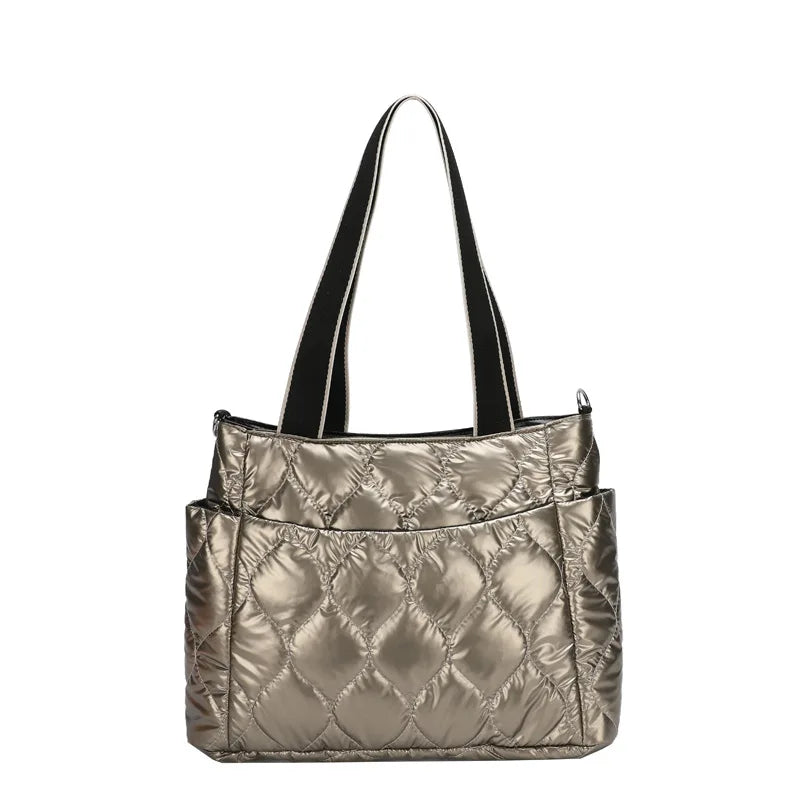 Nylon Women's Shoulder Bag Plaid Quilted Crossbody Handbag