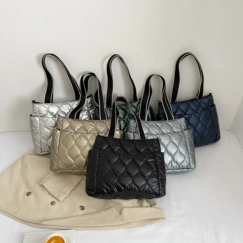 Nylon Women's Shoulder Bag Plaid Quilted Crossbody Handbag