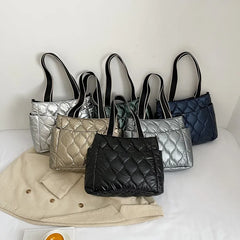 Nylon Women's Shoulder Bag Plaid Quilted Crossbody Handbag