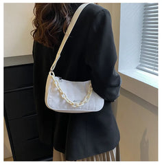 Oxford Women's Shoulder Bag Chain Crossbody Bag Half Moon Nylon Waterproof Small