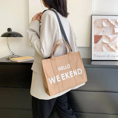 Oxford Women's Shoulder Bag Letter Printed Crossbody Bag Large Flap Handbag