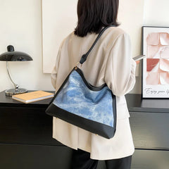 PU & Denim Women's Shoulder Bag Large Handbag