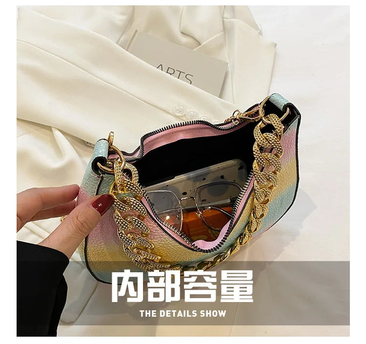 Half Moon Shoulder Bag Chain Crossbody Handbag