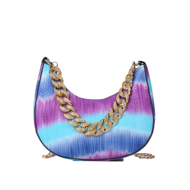 Half Moon Shoulder Bag Chain Crossbody Handbag