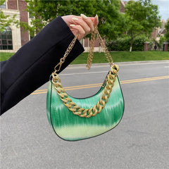 Half Moon Shoulder Bag Chain Crossbody Handbag
