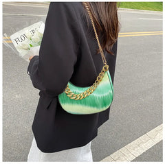 Half Moon Shoulder Bag Chain Crossbody Handbag