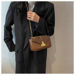 PU Leather Women's Shoulder Bag Chain Crossbody Bag Retro Flap Handbag