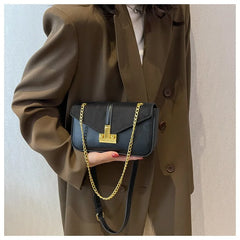 PU Leather Women's Shoulder Bag Chain Crossbody Bag Retro Flap Handbag