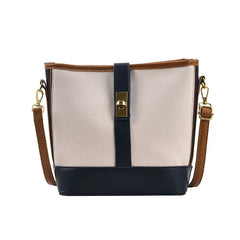 PU Leather Women's Shoulder Bag Lock Crossbody Bag Bucket Handbag