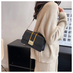 PU Leather Women's Shoulder Bag Lock Crossbody Bag Flap Handbag