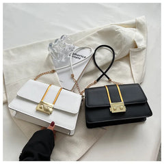 PU Leather Women's Shoulder Bag Lock Crossbody Bag Flap Handbag