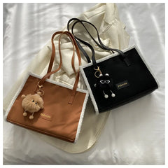 PU Leather Women's Shoulder Bag Fur Edge Crossbody Bag