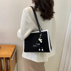 PU Leather Women's Shoulder Bag Fur Edge Crossbody Bag