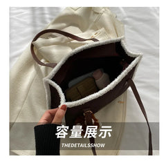 PU Leather Women's Shoulder Bag Fur Edge Crossbody Bag