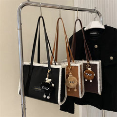 PU Leather Women's Shoulder Bag Fur Edge Crossbody Bag