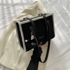 PU Leather Women's Shoulder Bag Fur Edge Crossbody Bag