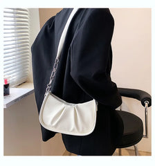 PU Leather Women's Shoulder Bag Retro Handbag Small Cloud Crossbody Bag