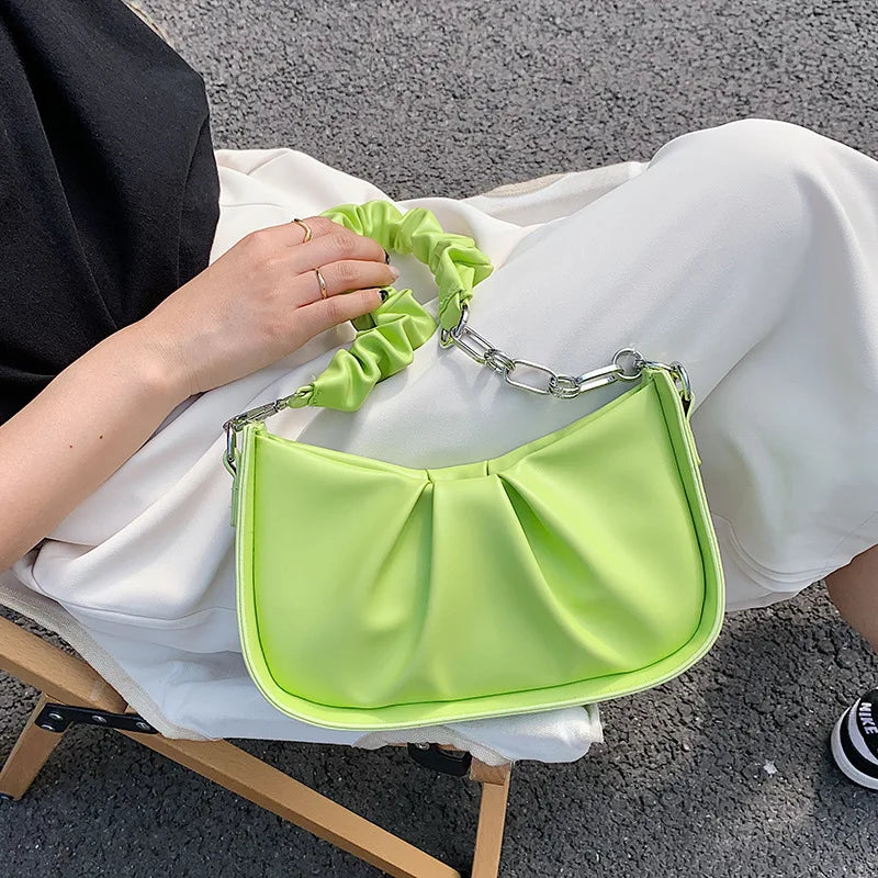 PU Leather Women's Shoulder Bag Retro Handbag Small Cloud Crossbody Bag