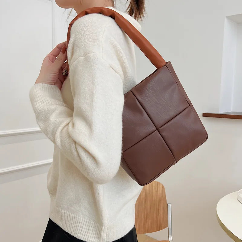 Plaid Quilted Women's Shoulder Bag Handbag Small Square Crossbody Bag
