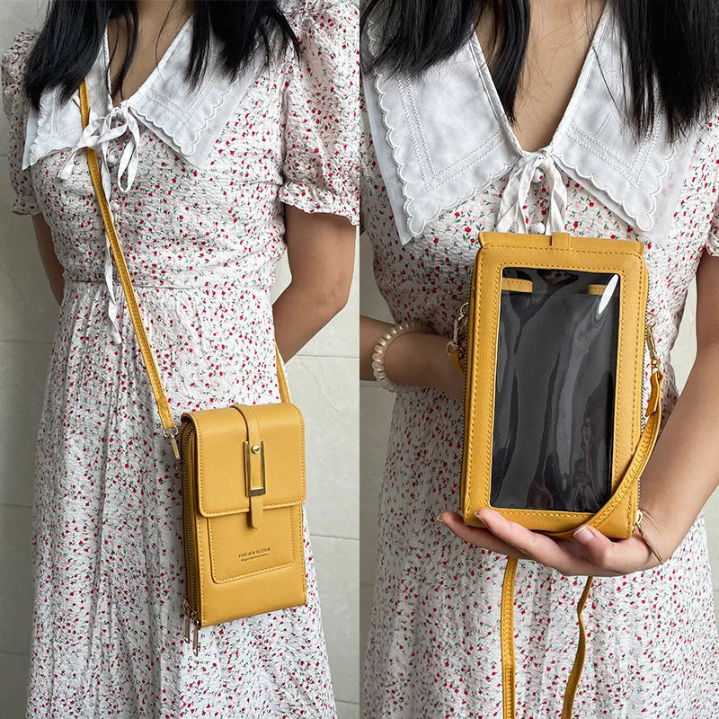 Phone Shoulder Bags Women PU Leather Screen Touch Crossbody Bags