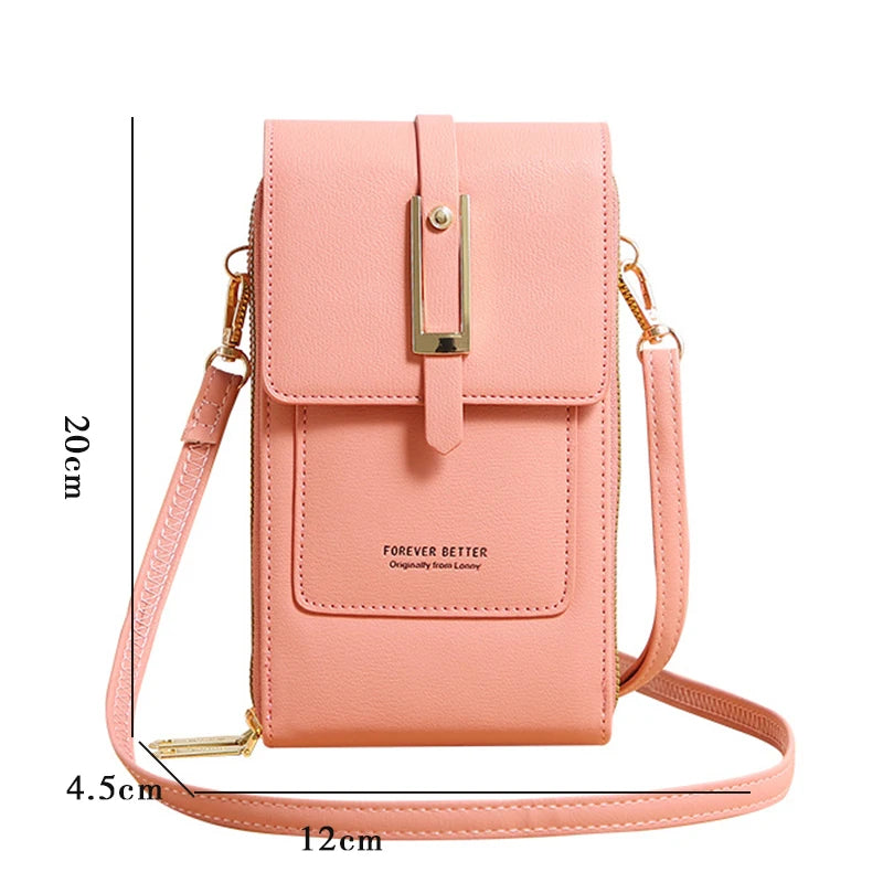 Phone Shoulder Bags Women PU Leather Screen Touch Crossbody Bags