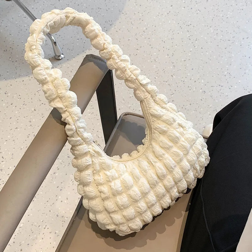 Plaid Padding Women's Shoulder Bag Crossbody Half Moon Handbag