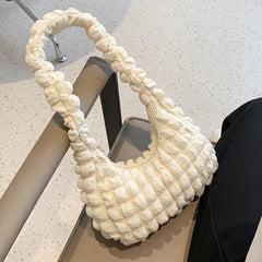 Plaid Padding Women's Shoulder Bag Crossbody Half Moon Handbag