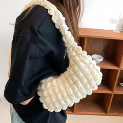 Plaid Padding Women's Shoulder Bag Crossbody Half Moon Handbag