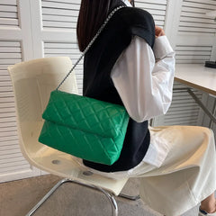 Plaid Quilted Chain Crossbody Handbag
