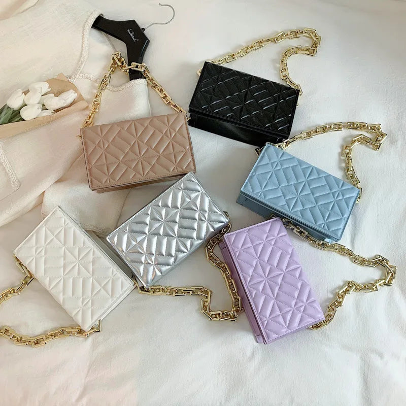 Plaid Quilted Women's Shoulder Bag Chain Crossbody Flap Handbag