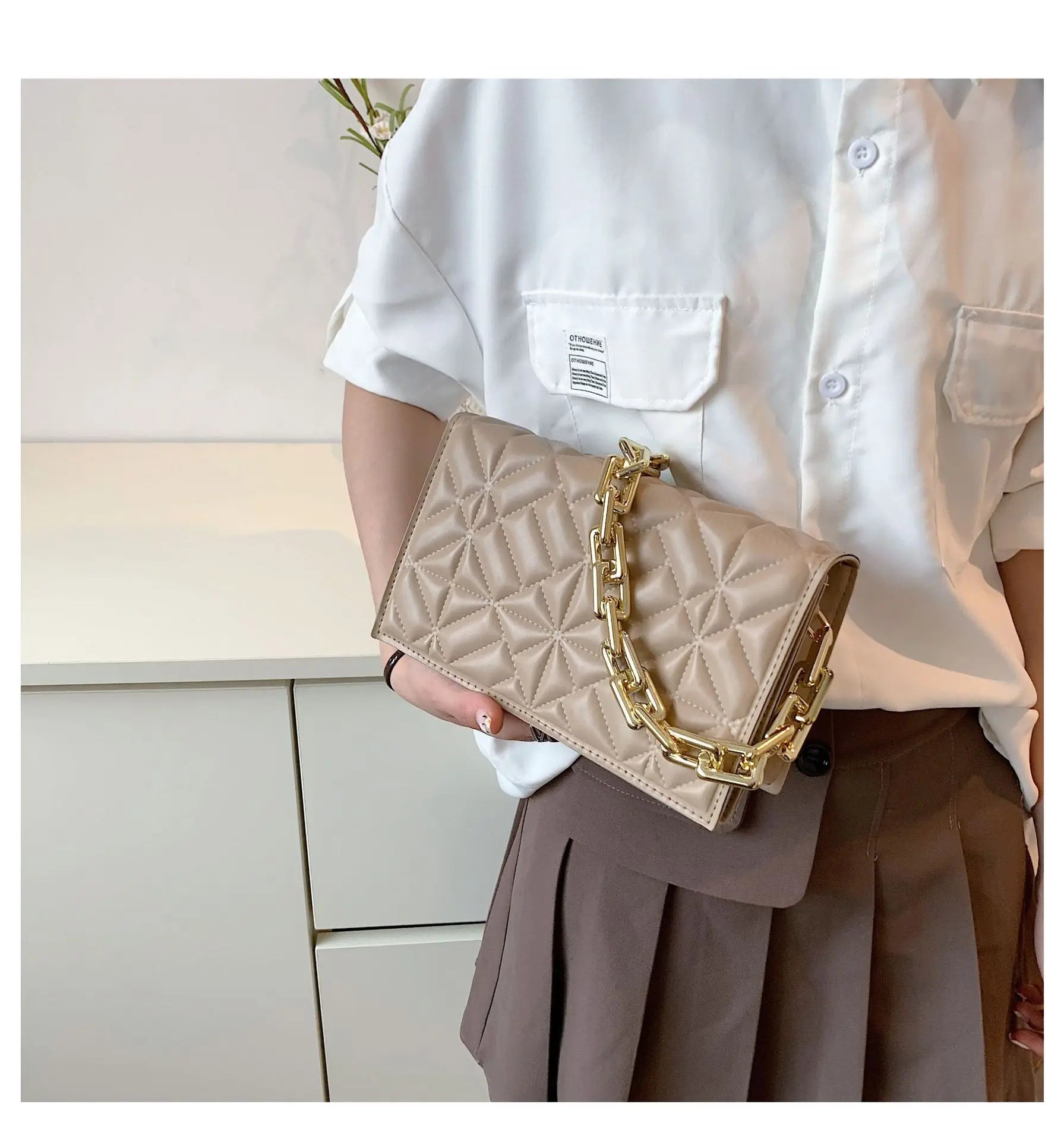 Plaid Quilted Women's Shoulder Bag Chain Crossbody Flap Handbag