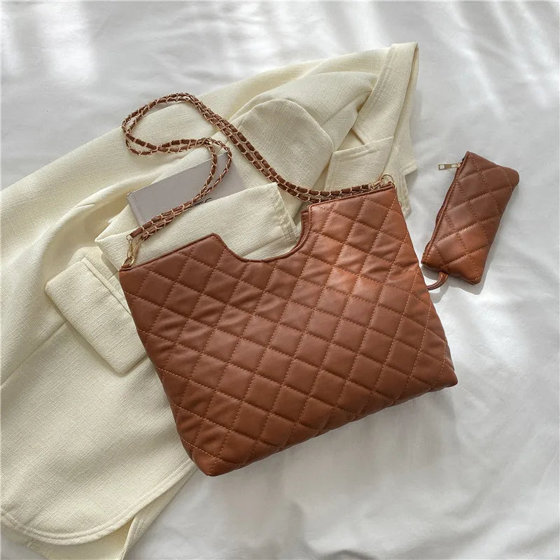 Quilted Chain Crossbody Bag Flap Handbag Plaid Shoulder Bag