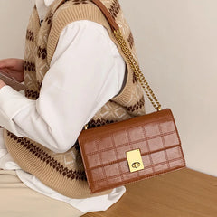 Plaid Quilted Women's Shoulder Bag Chain Handbag Small Flap Crossbody Bag